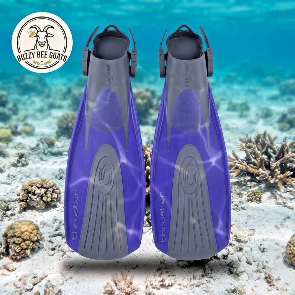 SeaQuest Thruster Scuba Diving Fins Size M/ML Open Heel Snorkel Gear Aqua Lung